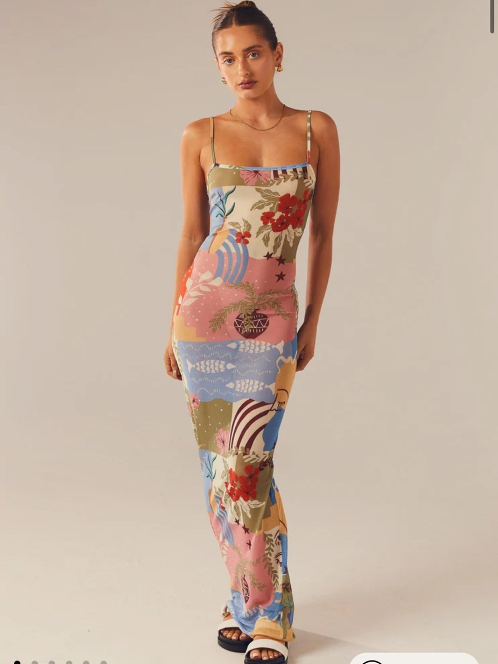 Peppermayo Multicolor Floral Patchwork Slip Maxi Dress